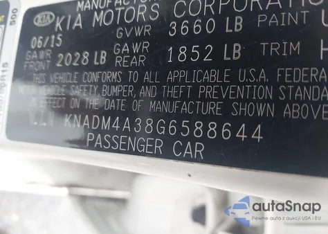 2016 Kia Rio Lx from USA, damaged, VIN KNADM4A38G6588644